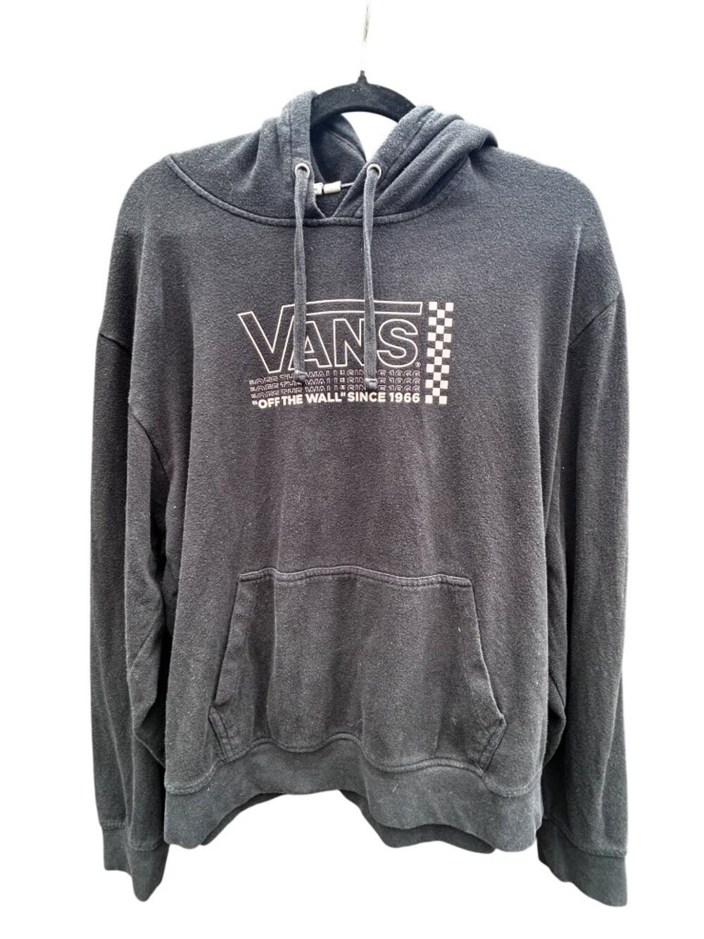 Vans Womens XL Gray Hoodie "Off The Wall" Print Long Sleeve Kangaroo Pocket 1993